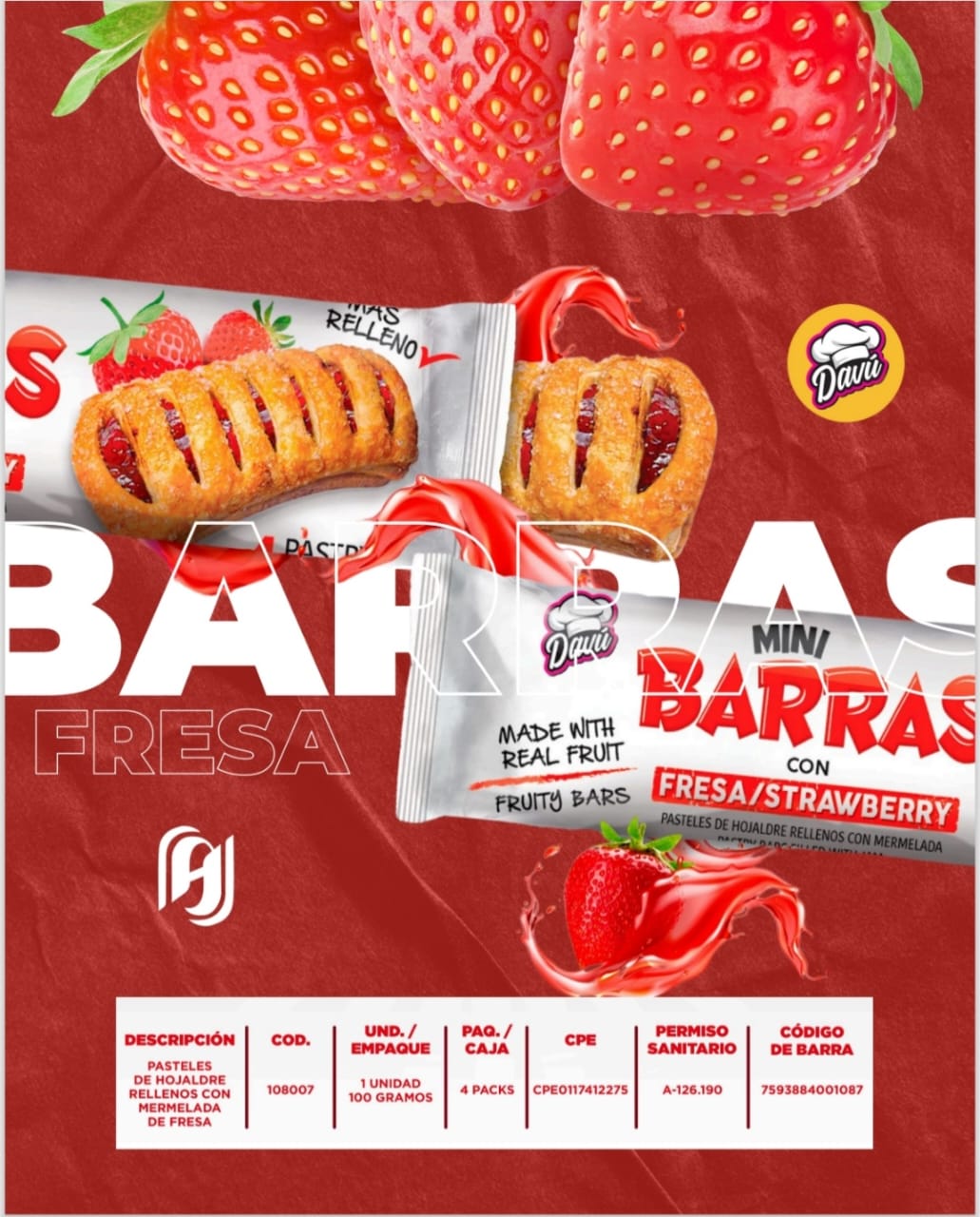 Mini Barras de Fresa