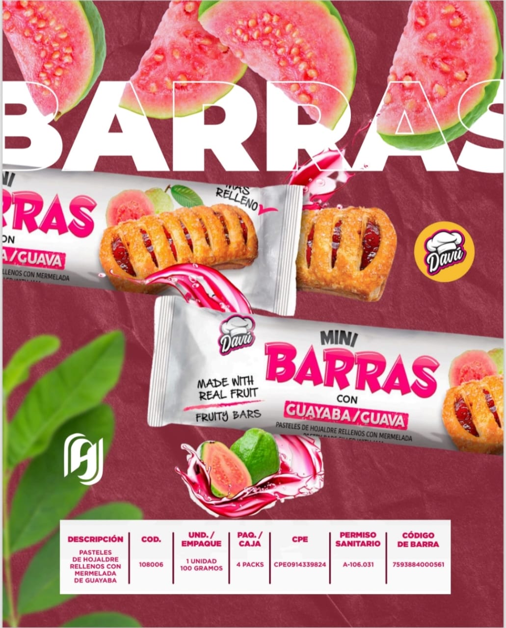 Mini Barras de Guayaba